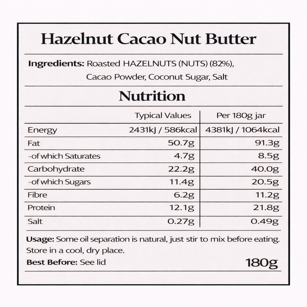 Organic Hazelnut Cacao Nut Butter