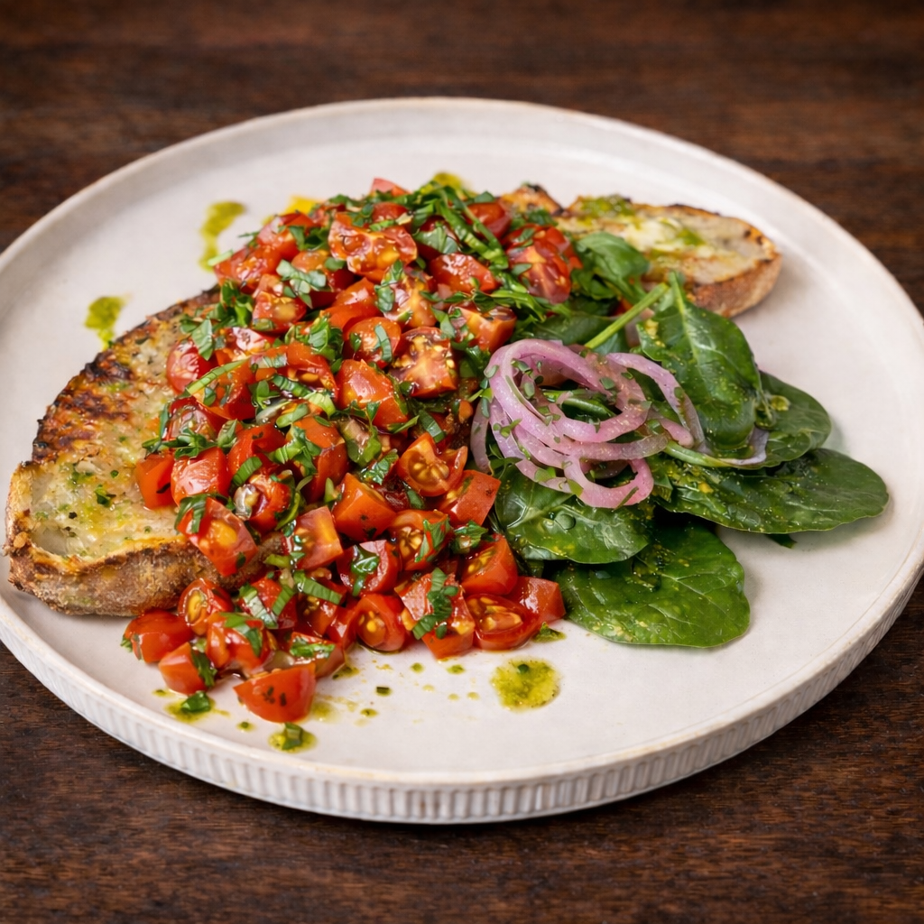 Organic Fresh Tomatoes & Basil on Sourdough