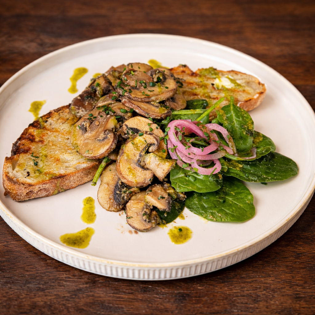 Organic Garlic Miso Mushroom on Sourdough